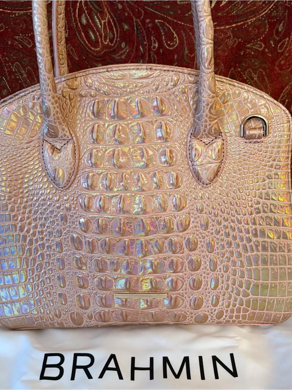 Brahmin Rosetta Rose Gold Croc-Embossed Satchel - Picture 2 of 8